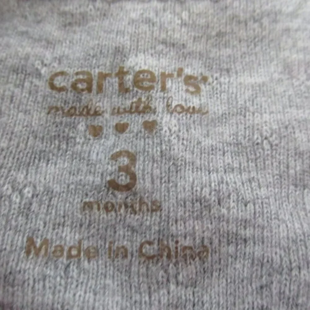 Carters Baby Girl Bodysuits Sz 3M Brown Gray Snap Long Sleeve Infant Lot‎ of 2